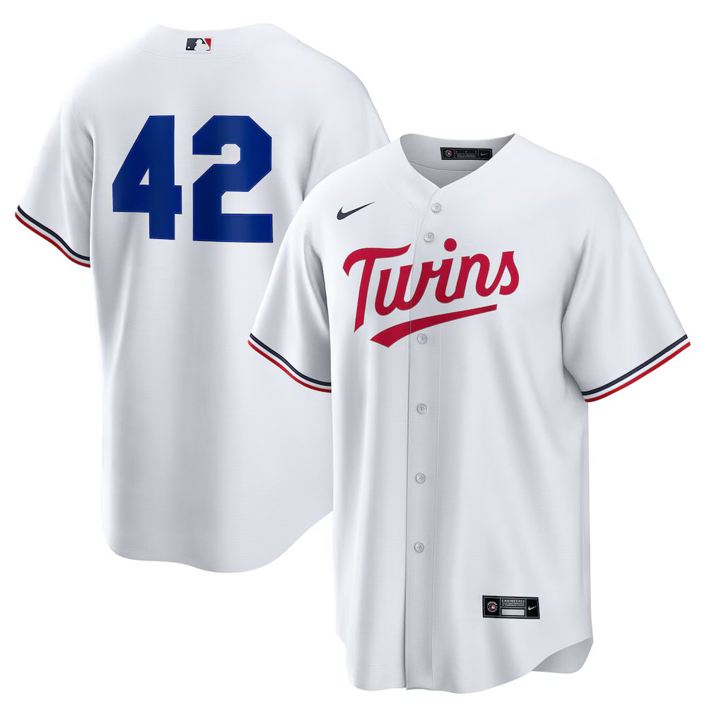 Youth Minnesota Twins #42 Jackie Robinson Nike White Home 2025 Jackie Robinson Day Replica Jersey