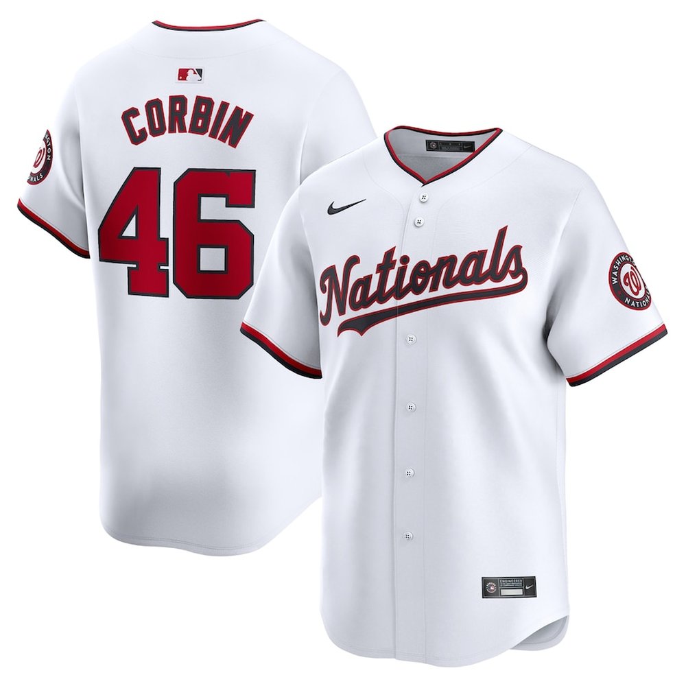 Men's Washington Nationals #46 Patrick Corbin White Home Limited Player Jersey