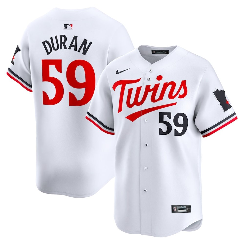 Men's Minnesota Twins #59 Jhoan Duran White Home Limited Player Jersey
