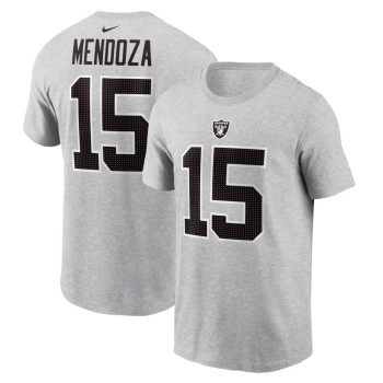 Men's Las Vegas Raiders #15 Fernando Mendoza Nike Heather Gray Name & Number T-Shirt
