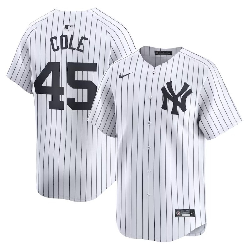 Men's New York Yankees #45 Gerrit Cole White Home Limited Player Jersey Men's New York Yankees #45 Gerrit Cole White Home Limited Player Jersey