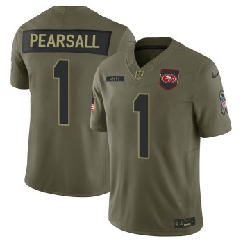 Youth's San Francisco 49ers #1 Ricky Pearsall Nike Olive 2025 Salute to Service Retired Limited Jersey