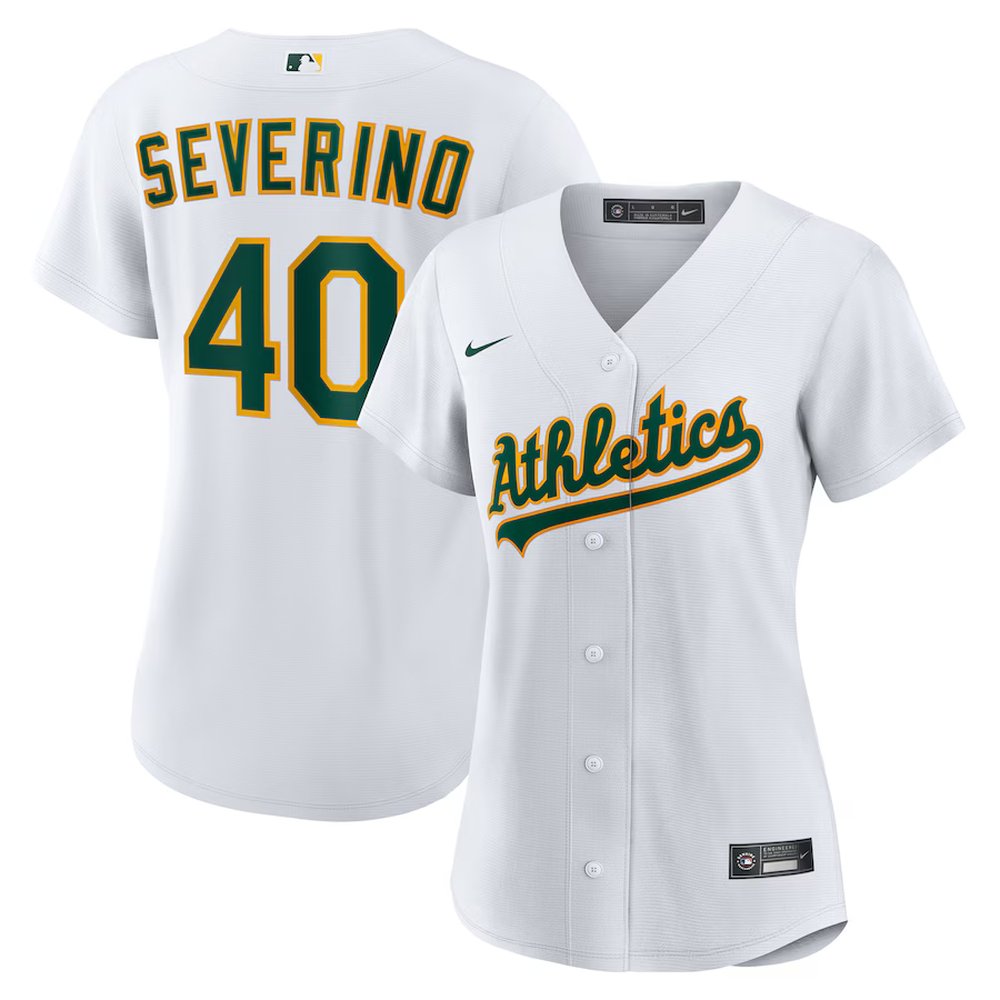 Women's Oakland Athletics #40 Luis Severino White Home Replica Jersey