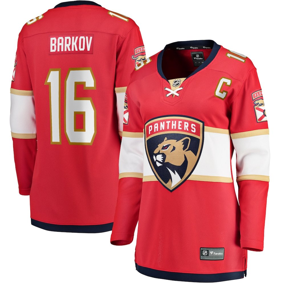Women's Florida Panthers #16 Aleksander Barkov Red Captain Patch Home Player Jersey Women's Florida Panthers #16 Aleksander Barkov Red Captain Patch Home Player Jersey