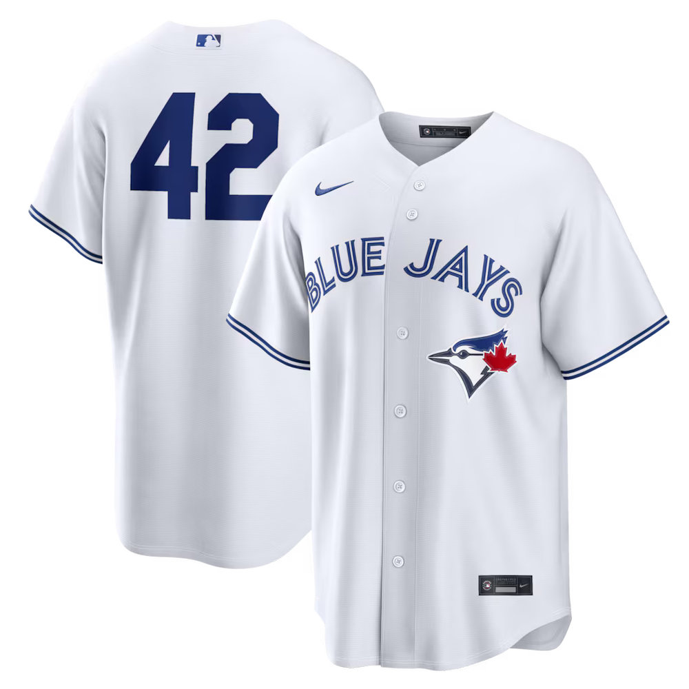 Men's Toronto Blue Jays #42 Jackie Robinson Nike White Home 2026 Jackie Robinson Day Replica Jersey