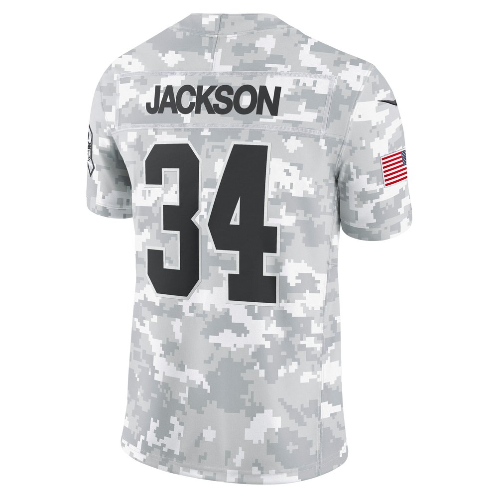 Men's Las Vegas Raiders Bo Jackson Arctic Camo 2024 Salute to Service Retired Player Limited Jersey Men's Las Vegas Raiders Bo Jackson Arctic Camo 2024 Salute to Service Retired Player Limited Jersey