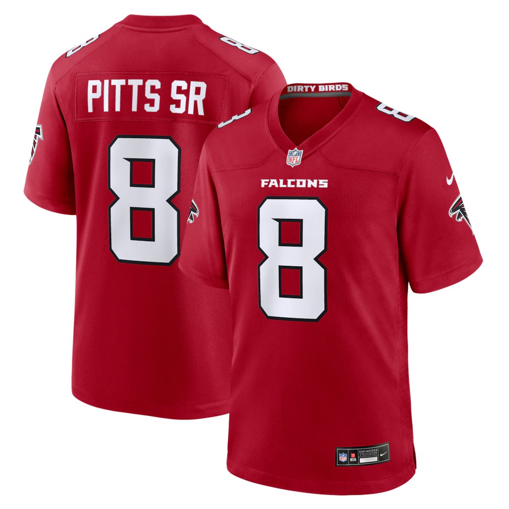 Men's Atlanta Falcons #8 Kyle Pitts Sr. Red Game Jersey Men's Atlanta Falcons #8 Kyle Pitts Sr. Red Game Jersey