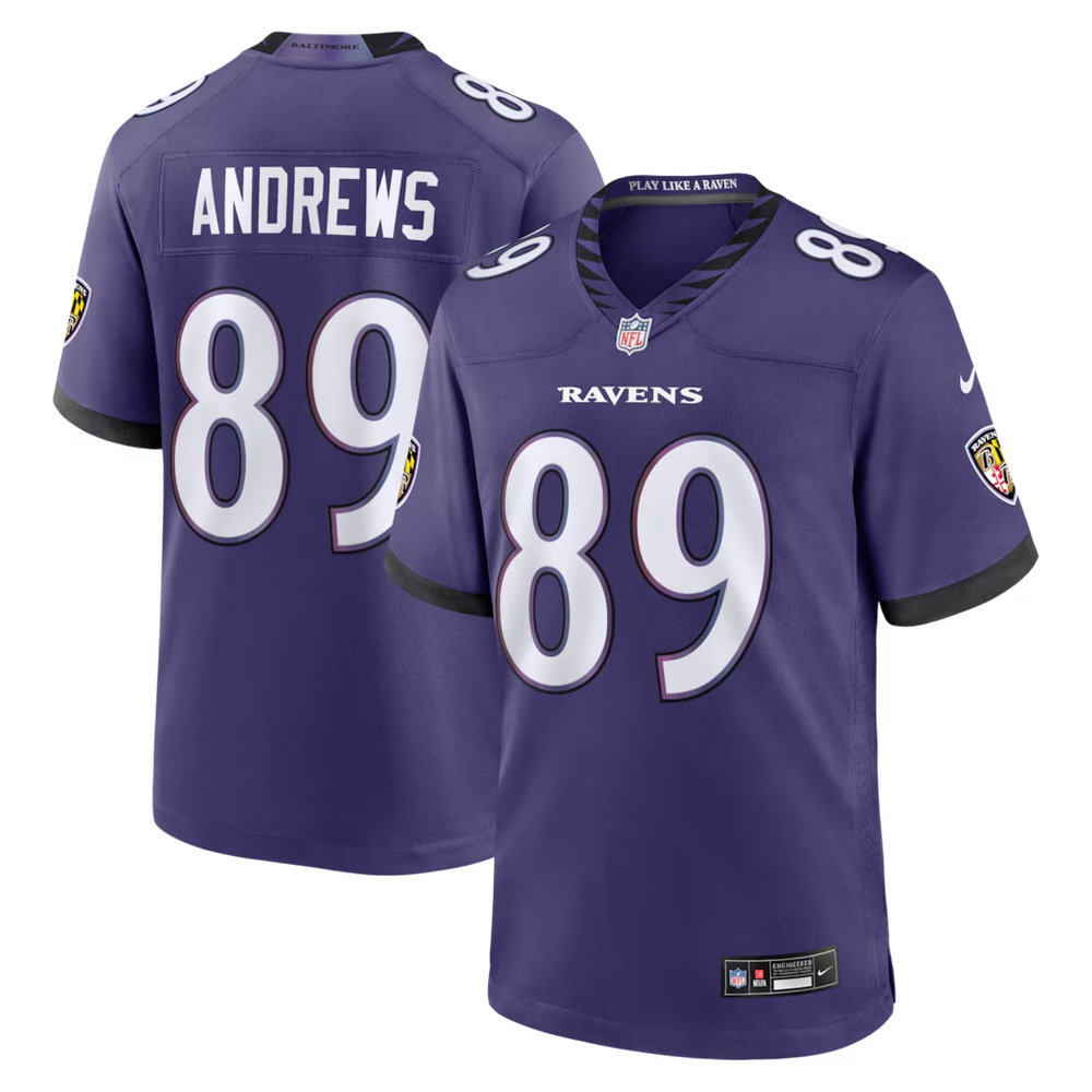 Men's Baltimore Ravens #89 Mark Andrews Purple Team Game Jersey