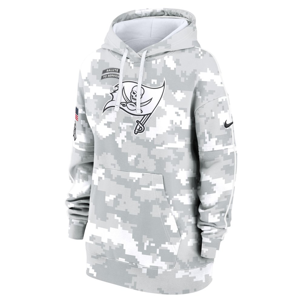 Women's Tampa Bay Buccaneers Arctic Camo 2024 Salute To Service Club Fleece Pullover Hoodie