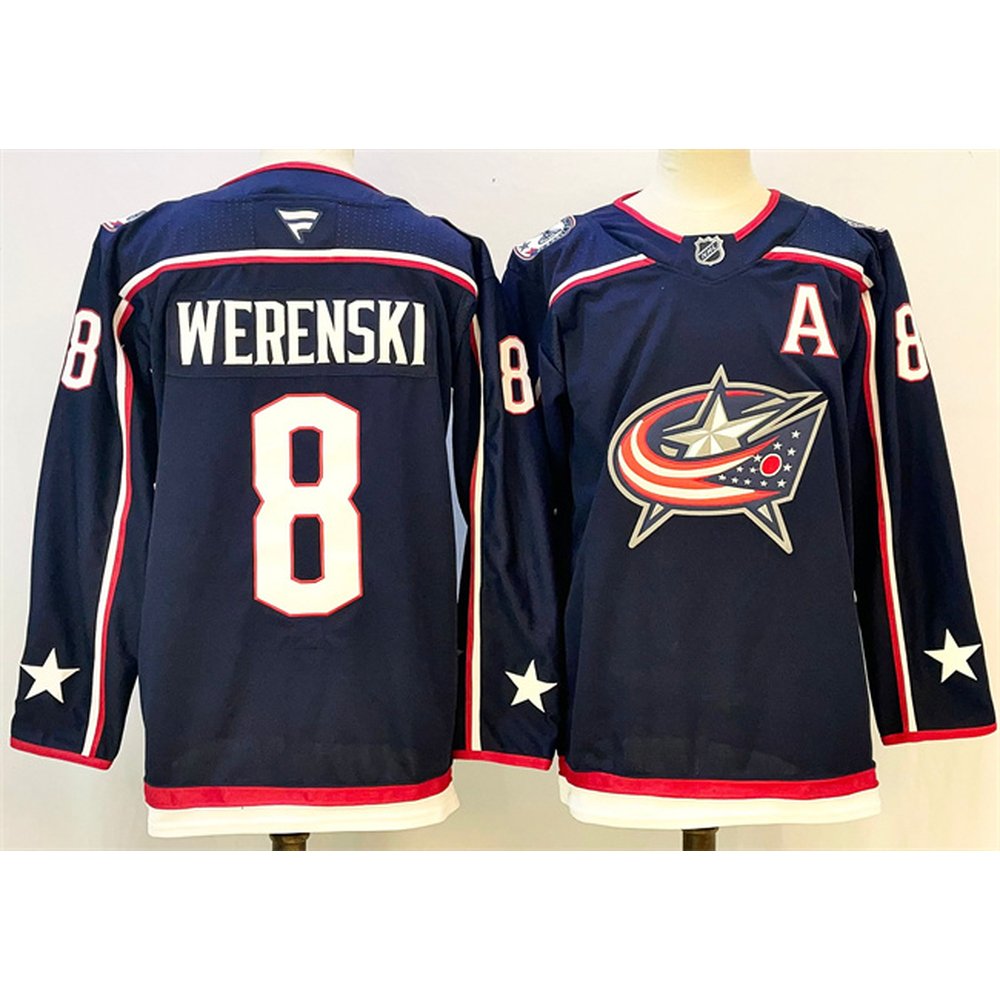Youth Columbus Blue Jackets #8 Zach Werenski Navy With A Patch Stitched Hockey Jersey Youth Columbus Blue Jackets #8 Zach Werenski Navy With A Patch Stitched Hockey Jersey