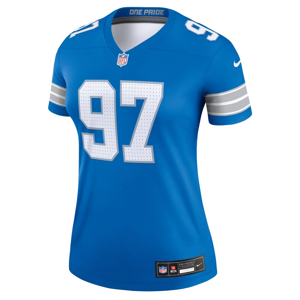 Women's Detroit Lions #97 Aidan Hutchinson Blue Legend Jersey Women's Detroit Lions #97 Aidan Hutchinson Blue Legend Jersey