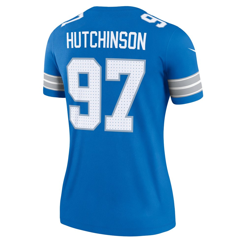 Women's Detroit Lions #97 Aidan Hutchinson Blue Legend Jersey Women's Detroit Lions #97 Aidan Hutchinson Blue Legend Jersey