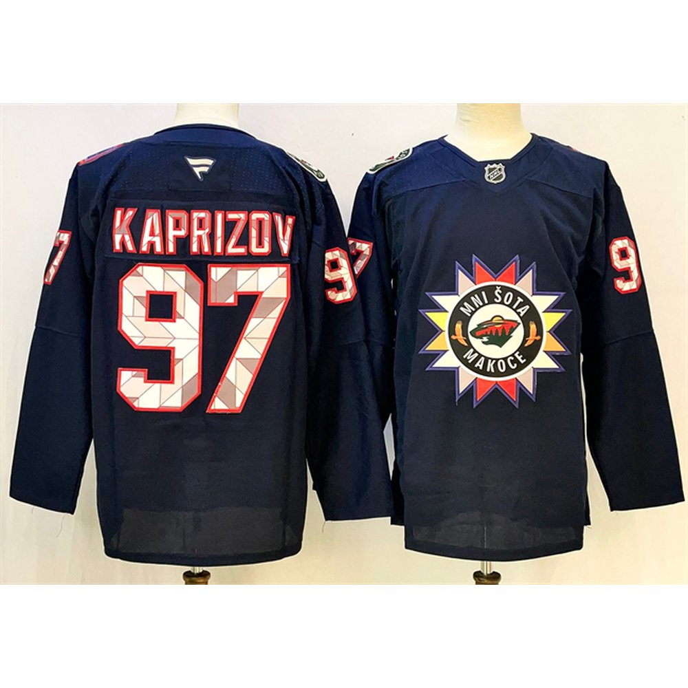 Youth Minnesota Wild #97 Kirill Kaprizov Navy 2024-25 Stitched Hockey Jersey