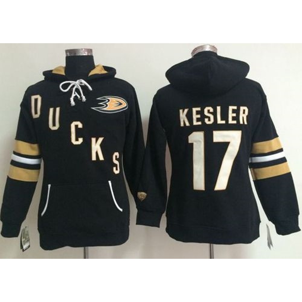 Anaheim Ducks #17 Ryan Kesler Black Women's Old Time Heidi NHL Hoodie