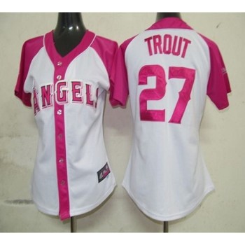 Angels #27 Mike Trout White/Pink Women's Splash Fashion Stitched MLB Jersey Angels #27 Mike Trout White/Pink Women's Splash Fashion Stitched MLB Jersey