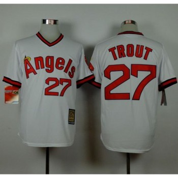Angels of Anaheim #27 Mike Trout White 1980 Turn Back The Clock Stitched MLB Jersey Angels of Anaheim #27 Mike Trout White 1980 Turn Back The Clock Stitched MLB Jersey