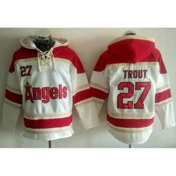 Angels of Anaheim #27 Mike Trout White Sawyer Hooded Sweatshirt MLB Hoodie Angels of Anaheim #27 Mike Trout White Sawyer Hooded Sweatshirt MLB Hoodie