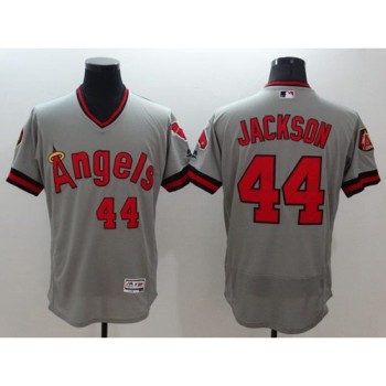 Angels of Anaheim #44 Reggie Jackson Grey Flexbase Authentic Collection Cooperstown Stitched MLB Jersey Angels of Anaheim #44 Reggie Jackson Grey Flexbase Authentic Collection Cooperstown Stitched MLB Jersey