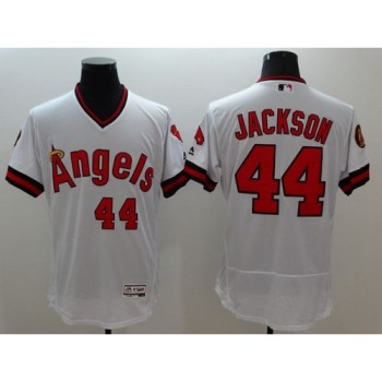Angels of Anaheim #44 Reggie Jackson White Flexbase Authentic Collection Cooperstown Stitched MLB Jersey Angels of Anaheim #44 Reggie Jackson White Flexbase Authentic Collection Cooperstown Stitched MLB Jersey