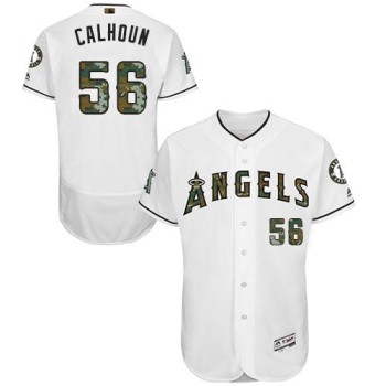 Angels of Anaheim #56 Kole Calhoun White Flexbase Authentic Collection 2016 Memorial Day Stitched MLB Jersey Angels of Anaheim #56 Kole Calhoun White Flexbase Authentic Collection 2016 Memorial Day Stitched MLB Jersey