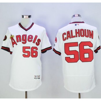 Angels of Anaheim #56 Kole Calhoun White Flexbase Authentic Collection Cooperstown Stitched MLB Jersey Angels of Anaheim #56 Kole Calhoun White Flexbase Authentic Collection Cooperstown Stitched MLB Jersey