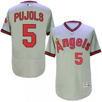 Angels of Anaheim #5 Albert Pujols Grey Flexbase Authentic Collection Cooperstown Stitched MLB Jersey Angels of Anaheim #5 Albert Pujols Grey Flexbase Authentic Collection Cooperstown Stitched MLB Jersey