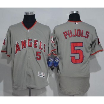 Angels of Anaheim #5 Albert Pujols Grey Flexbase Authentic Collection Stitched MLB Jersey Angels of Anaheim #5 Albert Pujols Grey Flexbase Authentic Collection Stitched MLB Jersey