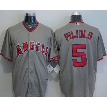 Angels of Anaheim #5 Albert Pujols Grey New Cool Base Stitched MLB Jersey Angels of Anaheim #5 Albert Pujols Grey New Cool Base Stitched MLB Jersey