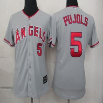 Angels of Anaheim #5 Albert Pujols Grey Women's Fashion Stitched MLB Jersey Angels of Anaheim #5 Albert Pujols Grey Women's Fashion Stitched MLB Jersey