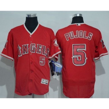 Angels of Anaheim #5 Albert Pujols Red Flexbase Authentic Collection Stitched MLB Jersey Angels of Anaheim #5 Albert Pujols Red Flexbase Authentic Collection Stitched MLB Jersey