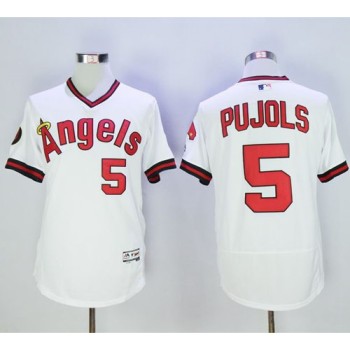 Angels of Anaheim #5 Albert Pujols White Flexbase Authentic Collection Cooperstown Stitched MLB Jersey Angels of Anaheim #5 Albert Pujols White Flexbase Authentic Collection Cooperstown Stitched MLB Jersey