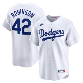 Men's Brooklyn Dodgers #42 Jackie Robinson Nike White Throwback Cooperstown Collection Limited Jersey