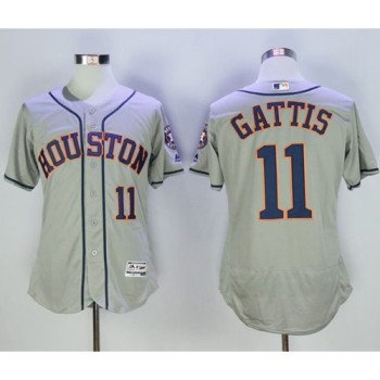 Astros #11 Evan Gattis Grey Flexbase Authentic Collection Stitched MLB Jersey Astros #11 Evan Gattis Grey Flexbase Authentic Collection Stitched MLB Jersey