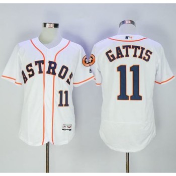 Astros #11 Evan Gattis White Flexbase Authentic Collection Stitched MLB Jersey Astros #11 Evan Gattis White Flexbase Authentic Collection Stitched MLB Jersey