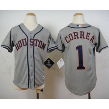 Astros #1 Carlos Correa Grey Cool Base Stitched Youth MLB Jersey Astros #1 Carlos Correa Grey Cool Base Stitched Youth MLB Jersey