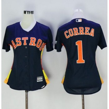 Astros #1 Carlos Correa Navy Blue Women's Alternate Stitched MLB Jersey Astros #1 Carlos Correa Navy Blue Women's Alternate Stitched MLB Jersey
