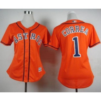 Astros #1 Carlos Correa Orange Alternate Women's Stitched MLB Jersey Astros #1 Carlos Correa Orange Alternate Women's Stitched MLB Jersey