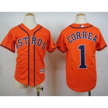 Astros #1 Carlos Correa Orange Cool Base Stitched Youth MLB Jersey Astros #1 Carlos Correa Orange Cool Base Stitched Youth MLB Jersey