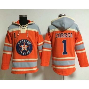 Astros #1 Carlos Correa Orange Sawyer Hooded Sweatshirt MLB Hoodie Astros #1 Carlos Correa Orange Sawyer Hooded Sweatshirt MLB Hoodie