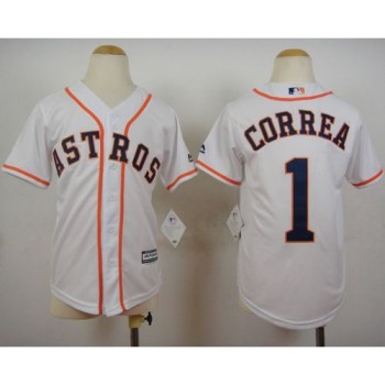 Astros #1 Carlos Correa White Cool Base Stitched Youth MLB Jersey Astros #1 Carlos Correa White Cool Base Stitched Youth MLB Jersey