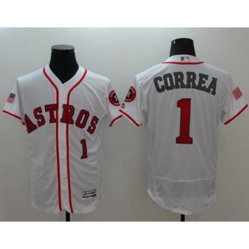 Astros #1 Carlos Correa White Fashion Stars & Stripes Flexbase Authentic Stitched MLB Jersey Astros #1 Carlos Correa White Fashion Stars & Stripes Flexbase Authentic Stitched MLB Jersey