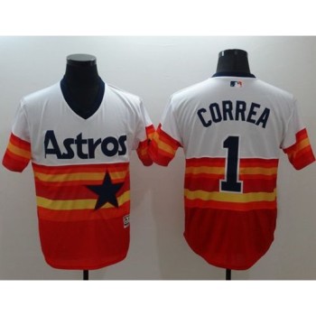 Astros #1 Carlos Correa White/Orange Flexbase Authentic Collection Cooperstown Stitched MLB Jersey Astros #1 Carlos Correa White/Orange Flexbase Authentic Collection Cooperstown Stitched MLB Jersey