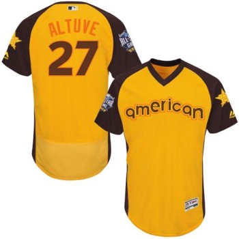 Astros #27 Jose Altuve Gold Flexbase Authentic Collection 2016 All-Star American League Stitched MLB Jersey Astros #27 Jose Altuve Gold Flexbase Authentic Collection 2016 All-Star American League Stitched MLB Jersey