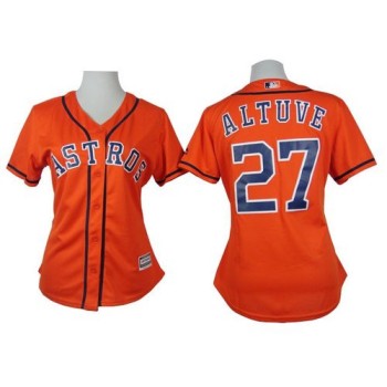 Astros #27 Jose Altuve Orange Alternate Women's Stitched MLB Jersey Astros #27 Jose Altuve Orange Alternate Women's Stitched MLB Jersey