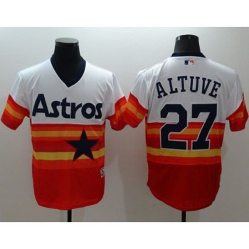 Astros #27 Jose Altuve White/Orange Flexbase Authentic Collection Cooperstown Stitched MLB Jersey Astros #27 Jose Altuve White/Orange Flexbase Authentic Collection Cooperstown Stitched MLB Jersey