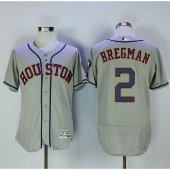 Astros #2 Alex Bregman Grey Flexbase Authentic Collection Stitched MLB Jersey Astros #2 Alex Bregman Grey Flexbase Authentic Collection Stitched MLB Jersey