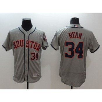Astros #34 Nolan Ryan Grey Flexbase Authentic Collection Stitched MLB Jersey Astros #34 Nolan Ryan Grey Flexbase Authentic Collection Stitched MLB Jersey