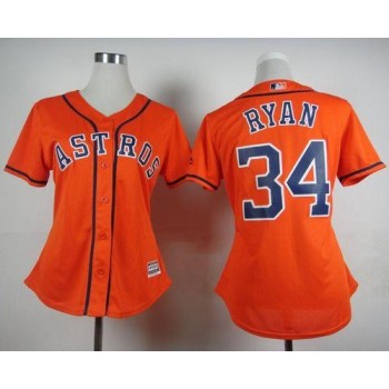 Astros #34 Nolan Ryan Orange Alternate Women's Stitched MLB Jersey Astros #34 Nolan Ryan Orange Alternate Women's Stitched MLB Jersey