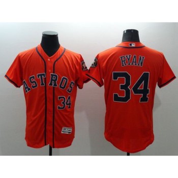 Astros #34 Nolan Ryan Orange Flexbase Authentic Collection Stitched MLB Jersey Astros #34 Nolan Ryan Orange Flexbase Authentic Collection Stitched MLB Jersey