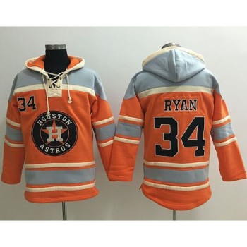 Astros #34 Nolan Ryan Orange Sawyer Hooded Sweatshirt MLB Hoodie Astros #34 Nolan Ryan Orange Sawyer Hooded Sweatshirt MLB Hoodie